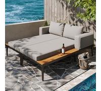 I0I&I0I Tumbona doble al aire libre sin marca con estante sofá cama impermeable multifuncional para jardín, terraza, balcón, cómoda tumbona