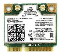 i10Gb Intel Wireless-AC 7260-HMW Tarjeta Wi-Fi inalámbrica de doble banda, antena 2x2 y Bluetooth 4.0Intel Wireless AC 7260HMW Tarjeta Wi-Fi inalámbrica PCIe, USB, con placa HMC, Bluetooth 4.0, antena 2x2, certificado para Wi-Fi 802.11ac y velocidad máxima de 300/867 Mbps.