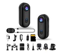 i3 4K - Cámara pequeña POV con kit de accesorios de grabación de audio y video, tamaño del pulgar, mini cámara de acción portátil en el pecho para deportes, esquí, vlogging, cámara de casco de