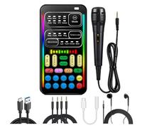 I9 - Kit de tarjeta de sonido con cambiador de voz con micrófono y auriculares de monitor