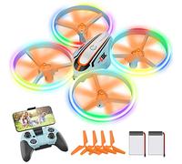 i9C Drone con Cámara para Niños,Mini Dron con Luces de Colores,Regalos y Juguetes Helicóptero RC Quadcopter para Principiantes con Control de Gestos,Retención de Altitud,Modo sin Cabeza,2 Baterías