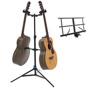IA Stands ECT8 - Soporte doble para guitarra con soporte para partituras. Compatible con guitarras acústicas, eléctricas, bajas u otras. Es un gran regalo. Uno de nuestros mejores accesorios de