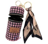 iAccessories Llavero para almacenamiento de auriculares, mini monedero, portátil, de poliuretano suave, para niñas, bolsos, llavero para coches, scooty, bicicletas, hogar, color negro y rosa