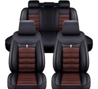 IACNAY Coche Cuero Funda Asiento para Nissan Navara D40 S Navara Np300 2000-2025, Delanteros Y Traseros Impermeable Cómodo Juegos De Cubreasientos Transpirable Fundas Asientos,Coffee-Black