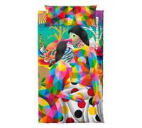 iam Juego de Cama - The Digital Lovers - Tamaño Single - 2 Piezas - Funda Nórdica 270 x 150 cm - Funda Almohada 45 x 110 cm - Obra Impresa de Okuda San Miguel - 300 Hilos - Reversible