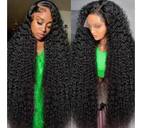 IAMFUPO Pelucas de cabello humano con encaje frontal de 22 pulgadas, densidad 200, pelucas frontales HD para mujer, prearrancadas (13 x 6, onda profunda)