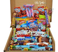 IAMI Caja Regalo 40 Chocolatinas Bombones y Chuches | Montada a Mano | Huevos de chocolate con sorpresa | Piruletas, nubes y gominolas | Primeras marcas | Cumpleaños y Navidad