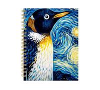 iampanda Spiral Journal Notebook,Strong Twin-Wire Binding with Premium Paper for Women,60 Sheets A5 College Ruled Notebook/Journal,Perfect for School Office Home Gifts,Penguin Starry Night