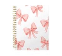 iampanda Spiral Journal Notebook,Strong Twin-Wire Binding with Premium Paper for Women,60 Sheets A5 College Ruled Notebook/Journal,Perfect for School Office Home Gifts,Pink Ribbon Bow