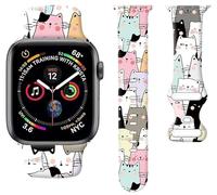 IAMRAVER Compatible con iWatch Band de 42 mm, 44 mm, 45 mm, 49 mm, para mujeres y niñas, bonita correa de repuesto que no se decolora para iWatch SE Series 9, 8, 7, 6, 5, 4, 3, 2, 1 Ultra, gatos