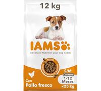 IAMS Alimento seco para cachorros de razas pequeñas y medianas de 1-12 meses con pollo fresco, 12 kg