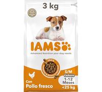 IAMS Alimento seco para cachorros de razas pequeñas y medianas de 1-12 meses con pollo fresco, 3 kg