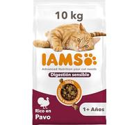 IAMS Alimento Seco para Gatos Adultos con Digestión Sensible, Pavo, 10kg | Para gatos adultos de más de 1 año | Comida seca para gatos | Rico en Pavo