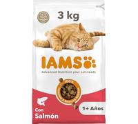 IAMS Alimento seco para gatos con salmón, comida seca para gatos adultos de más de 1 año, 3 kg