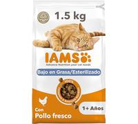 IAMS Alimento seco para gatos esterilizados - comida seca para gatos adultos de más de 1 año con pollo fresco, 1,5 kg