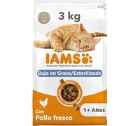 IAMS Alimento seco para gatos esterilizados - comida seca para gatos adultos de más de 1 año con pollo fresco, 3 kg
