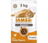 IAMS Alimento seco para gatos de edad avanzada con pollo fresco, comida seca para gatos senior de más de 7 año, 3 kg