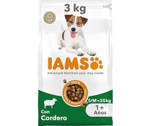 IAMS Alimento seco para perros de razas pequeñas y medianas con cordero, comida seca para perros adultos de más de 1 año, 3 kg
