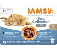 IAMS Advanced Nutrition Sea Collection Alimento húmedo en gelatina, para gatos adultos con diversos sabores a pescado 12 x 85g