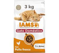 IAMS for Vitality Indoor - Alimento seco para gatos adultos y de edad avanzada más de 1 año con pollo fresco, 3 kg
