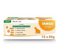 IAMS Delights Land & Sea Collection Alimento húmedo en gelentina, para gatos adultos con diversos sabores a carne y pescado, 72 x 85g