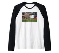 Ian Wright En Acción Arsenal V Aston Villa Fútbol Camiseta Manga Raglan