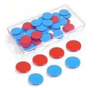 IANFAN 100 placas reversibles de plástico rojo y azul, ayuda para cálculo matemático con cajas de plástico, fichas reversibles, discos rojos y azules para tareas de cálculo de la escuela primaria