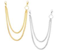 IANFAN 2 cadenas para hombre, acero inoxidable, cadena para hombre y mujer, 40 + 50 cm de longitud, con llavero para vaqueros, motociclistas y camioneros