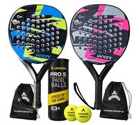 Ianoni Juego de iniciación de pala de pádel, 2 palas + 3 pelotas de pádel Pro S, jugadores principiantes e intermedios