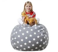 Ianulus Puf de Peluche, Bolsa Almacenamiento Juguetes Felpa, Bolsa Frijoles Lona, Puff Almacenamiento Animales Peluche, Cómodo Suave Ahorra Espacio, para Que Los Lean (24in, Estrellas Grises)