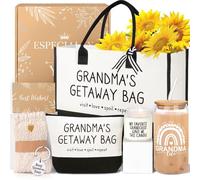 iAOVUEBY Regalos para la abuela - Regalos de cumpleaños para el día de la madre para abuela, bolsa de vidrio de 16 onzas, bolsa de maquillaje, juego de regalo de nieta, nieto, nietos, ideas de Acción