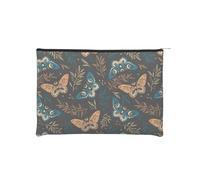 iapodiad Pequeña bolsa de maquillaje abstracta mandala bolsa de cosméticos para mujer, bolsa portátil de viaje, bolsa de aseo de viaje, bolsa organizadora con cremallera, Mariposas y hierbas, Talla