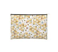 iapodiad Pequeña bolsa de maquillaje abstracta mandala bolsa de cosméticos para mujer, bolsa portátil de viaje, bolsa de aseo de viaje, bolsa organizadora con cremallera, Abejas Margaritas, Talla