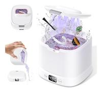 IAULF Máquina limpiadora ultrasónica de retenedores, cápsula de limpieza dental, máquina limpiadora de retenedores sónicos con temporizador digital para dentaduras postizas, alineadores, aparatos