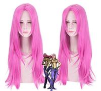 Iavolo KING CRIMSON Cosplay Peluca JoJo Bizarre Adventure Cosplay Pelucas sintéticas Pelucas largas de color rosa rojo Peluca de fiesta Halloween Cosplay Talla única 552