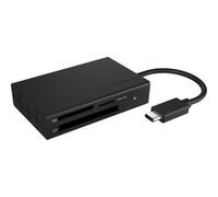 ICY BOX IB-CR401-C3 - Lector de Tarjetas USB 3.0 Tipo C para Tarjetas de Memoria CF, SD y microSD, SD 4.0/UHS-II, Aluminio, Cable Integrado, Color Negro