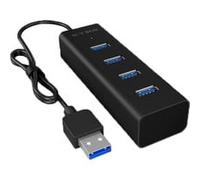ICY BOX IB-HUB1409-U3 - Hub USB (4 Puertos USB 3.0 Tipo A, Cable Integrado de 40 cm, Aluminio), Color Negro
