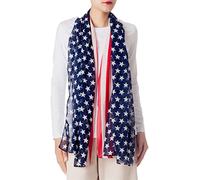 iB-iP Mujer Bufanda Estampado Bandera Americana Larga, Talla: Talla única, Marina de guerra