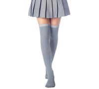 iB-iP Mujer Calcetas Largas Lisas Elegantes Color Sólido Autoregentes, Talla: Talla única, Gris claro