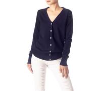 iB-iP Mujer Suéter Ligero Botón Cuello V Cárdigan, Talla: XL, Marina de Guerra