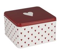 IB Laursen Caja Pasteles con Corazones Blanco Rojo Anguloso 17x17 CM Cookie Box