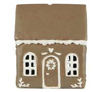 Ib Laursen Casa de velas de cerámica, aspecto de casa de jengibre con corona de puerta