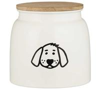 IB Laursen Tarro Para Comida De Perro Con Tapa De Madera Blanca 2,2 Litros