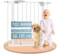 IB STYLE Barrera de Seguridad Berrin - Puerta de Escalera, Sin Taladrar, Auto Close, Doble Bloqueo, Niños Pequeños, Blanco, Ancho: 157-165 cm