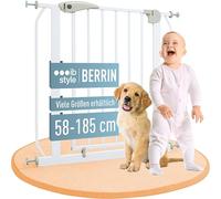 IB STYLE Barrera de Seguridad Berrin - Sin Taladros, Sistema de Cierre Automático, Estructura Metálica, Bebés y Niños Pequeños, Blanco, Ancho: 165-175 cm