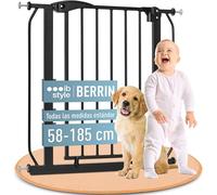 IB STYLE Barrera de Seguridad Berrin - Valla Protectora, Montaje Rápido sin Tornillos, Puerta Automática, Protección Total, Bebés y Perros, Negro, Ancho: 95-105 cm