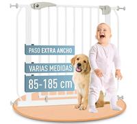 IB STYLE Barrera de Seguridad Berrin XXL - Valla para Perros, Montaje sin Tornillos, Puerta Extensible, Apertura Ambos Lados, Mascotas, Blanco, Ancho: 160-170 cm