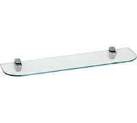 ib style® Estante de Cristal 6mm | con fijación CUCALE Laca de Plata Mate | 8 Tallas | 2 Titular | Transparente | 60 x 20 cm