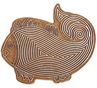 IBA Indianbeautifulart Bloque De impresion Textil Pez Sello Tallado A Mano Sello De Madera Bloque De Madera impresion De Sellos Textiles Para Tejidos/Bloques De Cero¡mica- 5 Pulgada