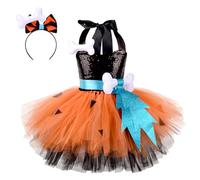 IBAKOM Disfraz de Halloween para niñas, vestido tutú con diadema, disfraz de cosplay para niños, fiesta de carnaval, color negro, talla 2 años